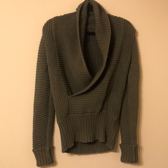 AE Olive Knit Crossover Sweater - Picture 5 of 6